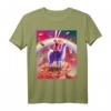 Laser Eyes Space Cat auf Lama Einhorn T-Shirt – Lustiges Tier- und Weltraummotiv, klassisch geschnitten, doppelt genäht