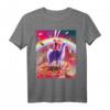 Laser Eyes Space Cat auf Lama Einhorn T-Shirt – Lustiges Tier- und Weltraummotiv, klassisch geschnitten, doppelt genäht