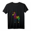 Buntes Damen T-Shirt mit Zebra und Einhorn, V-Ausschnitt, hochwertig & bequem – Perfekt für fröhliche Looks