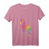 Buntes Damen T-Shirt mit Zebra und Einhorn, V-Ausschnitt, hochwertig & bequem – Perfekt für fröhliche Looks