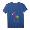 Buntes Damen T-Shirt mit Zebra und Einhorn, V-Ausschnitt, hochwertig & bequem – Perfekt für fröhliche Looks
