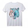 Tiger in Rot und Blau - Tier Kunst T-Shirt für Tierliebhaber, Freunde und Familie
