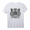 Weißes Tiger T-Shirt – Klassisch geschnitten mit Tiermotiv und doppeltem Saum für Tierliebhaber