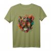 Bunter Mexikanischer Totenschädel Muster Blumen Halloween T-Shirt – Ethno Style, Festival & Geschenkidee für Freunde & Familie