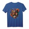 Bunter Mexikanischer Totenschädel Muster Blumen Halloween T-Shirt – Ethno Style, Festival & Geschenkidee für Freunde & Familie