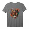 Bunter Mexikanischer Totenschädel Muster Blumen Halloween T-Shirt – Ethno Style, Festival & Geschenkidee für Freunde & Familie