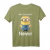 HapPanda Minions T-Shirt - Sarkastisches 'Me? Never' Portrait, Lustiges Geschenk für Geburtstagsfans