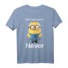 HapPanda Minions T-Shirt - Sarkastisches 'Me? Never' Portrait, Lustiges Geschenk für Geburtstagsfans