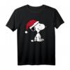 HapPanda Snoopy Halbarm T-Shirt mit Weihnachtsmütze - Lizenziertes Graphic Artwork für Jubiläum & Festlichkeiten