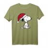 HapPanda Snoopy Halbarm T-Shirt mit Weihnachtsmütze - Lizenziertes Graphic Artwork für Jubiläum & Festlichkeiten