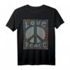 Peace Love T-Shirt 60s 70s mit Peace Symbol - Buntes Psychedelic Tie Dye Hippie Kostüm Hemd für Festivals & Halloween