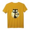 Kaffeekatze Süßes Retro Vintage Katzen T-Shirt mit Sonnenuntergang & Kaffeetasse – Perfektes Geschenk für Katzenliebhaber, Katzenmama & Katzenpapa