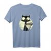Kaffeekatze Süßes Retro Vintage Katzen T-Shirt mit Sonnenuntergang & Kaffeetasse – Perfektes Geschenk für Katzenliebhaber, Katzenmama & Katzenpapa