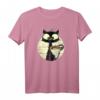 Kaffeekatze Süßes Retro Vintage Katzen T-Shirt mit Sonnenuntergang & Kaffeetasse – Perfektes Geschenk für Katzenliebhaber, Katzenmama & Katzenpapa