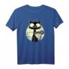 Kaffeekatze Süßes Retro Vintage Katzen T-Shirt mit Sonnenuntergang & Kaffeetasse – Perfektes Geschenk für Katzenliebhaber, Katzenmama & Katzenpapa