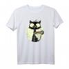 Kaffeekatze Süßes Retro Vintage Katzen T-Shirt mit Sonnenuntergang & Kaffeetasse – Perfektes Geschenk für Katzenliebhaber, Katzenmama & Katzenpapa