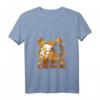 Niedliches Anime-Katzen- und Herbstblätter-T-Shirt mit V-Ausschnitt - Fall is My Favorite Color für Katzenliebhaber, Familien & Kawaii-Fans