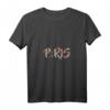 Damen Paris Eiffelturm T-Shirt mit Blumenmuster und V-Ausschnitt – Romantisches Geschenk für Paris-Reisen, Geburtstag, Muttertag & Valentinstag