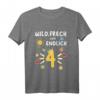 Kinder Vierter Geburtstag T-Shirt - Freches und buntes Motiv mit Sonne, Schmetterling, Blume, Krone & Herz für den besonderen Tag