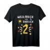 Kinder 2. Geburtstag T-Shirt - Wild, Frech & Endlich 2 mit Sonne, Schmetterling, Blume, Krone & Herz für den Kindergeburtstag