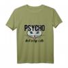 Psycho But Very Cute Katze mit Zunge Shirt - Frecher Spruch T-Shirt für Katzenliebhaberinnen, Freundinnen & Schwestern als Geschenkidee