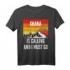 Ghana ruft und ich muss gehen T-Shirt - Vintage Design mit Berg und Sonnenuntergang für Ghana-Reisende und Heimatverbundene