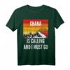 Ghana ruft und ich muss gehen T-Shirt - Vintage Design mit Berg und Sonnenuntergang für Ghana-Reisende und Heimatverbundene