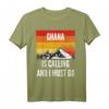 Ghana ruft und ich muss gehen T-Shirt - Vintage Design mit Berg und Sonnenuntergang für Ghana-Reisende und Heimatverbundene