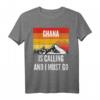 Ghana ruft und ich muss gehen T-Shirt - Vintage Design mit Berg und Sonnenuntergang für Ghana-Reisende und Heimatverbundene