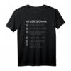 Never Gonna Give You Up T-Shirt - Nostalgisches 80er Jahre Musik-Shirt mit Songtext, Vintage Style, Weißer Druck