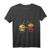 Damen Funny Burger & Pommes Friends Cheeseburger Hamburger T-Shirt mit V-Ausschnitt – Perfekt für Foodie-Freunde & Fast-Food-Liebhaber