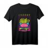 80er & 90er Vaporwave T-Shirt mit Hamburger, Pommes & Geometrischem Polygon - Retro Synthwave Mode für Fans von Japanischer Ästhetik & Popkultur