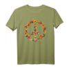 Peace Love 60er 70er Jahre Flower Power Hippie Outfit T-Shirt – Perfektes Kostüm für Fasching, Rosenmontag & Karneval