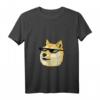 Damen Doge In Deal With It Brille Pixel Shiba Inu T-Shirt mit V-Ausschnitt – Lustiges Meme-Shirt für Hunde- und Meme-Fans