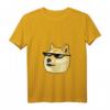 Damen Doge In Deal With It Brille Pixel Shiba Inu T-Shirt mit V-Ausschnitt – Lustiges Meme-Shirt für Hunde- und Meme-Fans