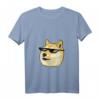 Damen Doge In Deal With It Brille Pixel Shiba Inu T-Shirt mit V-Ausschnitt – Lustiges Meme-Shirt für Hunde- und Meme-Fans