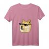 Damen Doge In Deal With It Brille Pixel Shiba Inu T-Shirt mit V-Ausschnitt – Lustiges Meme-Shirt für Hunde- und Meme-Fans