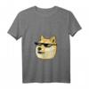 Damen Doge In Deal With It Brille Pixel Shiba Inu T-Shirt mit V-Ausschnitt – Lustiges Meme-Shirt für Hunde- und Meme-Fans