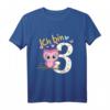 Kinder Geburtstagsshirt Eule - 3. Geburtstag Mädchen & Jungen, Lustiges T-Shirt für den Kindergeburtstag & Feier