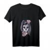 Damen La Catrina Blumen Tattoo Masken Sugar Skull Mexiko T-Shirt mit V-Ausschnitt – Perfekt für Halloween, Karneval & Día de Los Muertos