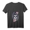 Damen La Catrina Blumen Tattoo Masken Sugar Skull Mexiko T-Shirt mit V-Ausschnitt – Perfekt für Halloween, Karneval & Día de Los Muertos