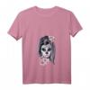 Damen La Catrina Blumen Tattoo Masken Sugar Skull Mexiko T-Shirt mit V-Ausschnitt – Perfekt für Halloween, Karneval & Día de Los Muertos