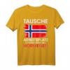 Tausche Arbeitsplatz Gegen Hütte in Norwegen T-Shirt – Lustiges Camping & Angler Motiv mit Norwegen Flagge für Outdoor-Fans