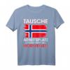 Tausche Arbeitsplatz Gegen Hütte in Norwegen T-Shirt – Lustiges Camping & Angler Motiv mit Norwegen Flagge für Outdoor-Fans