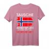 Tausche Arbeitsplatz Gegen Hütte in Norwegen T-Shirt – Lustiges Camping & Angler Motiv mit Norwegen Flagge für Outdoor-Fans
