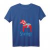 Damen T-Shirt mit schwedischem Dala-Pferd Motiv - Leichtes klassisch geschnittenes Design mit V-Ausschnitt
