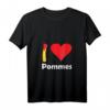 I love Pommes T-Shirt für Damen mit V-Ausschnitt – Herzmotiv, perfekt für Pommes-Fans & Imbissbesucherinnen