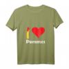 I love Pommes T-Shirt für Damen mit V-Ausschnitt – Herzmotiv, perfekt für Pommes-Fans & Imbissbesucherinnen
