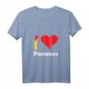 I love Pommes T-Shirt für Damen mit V-Ausschnitt – Herzmotiv, perfekt für Pommes-Fans & Imbissbesucherinnen