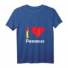 I love Pommes T-Shirt für Damen mit V-Ausschnitt – Herzmotiv, perfekt für Pommes-Fans & Imbissbesucherinnen